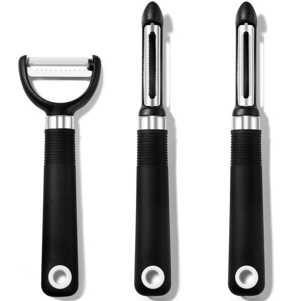 Rainspire 3-Piece Peeler Set, Premium Swivel Vegetable Peeler, Kitchen Gadgets Apple Peeler Potato Peeler Veggie Peeler Fruit Peeler, Dishwasher Safe Kitchen Accessories, Black