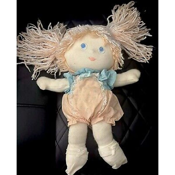 Playskool Grandmas Marshmallow Babies Doll Blue Yarn Hair 16" Stuffed Plush 1986