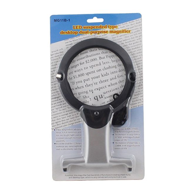 Hands Free Suspended Type Desktop Magnifier with 2 LED Light for Reading,  Crafts, Needlework - China Magnifier, Magnifying Glass