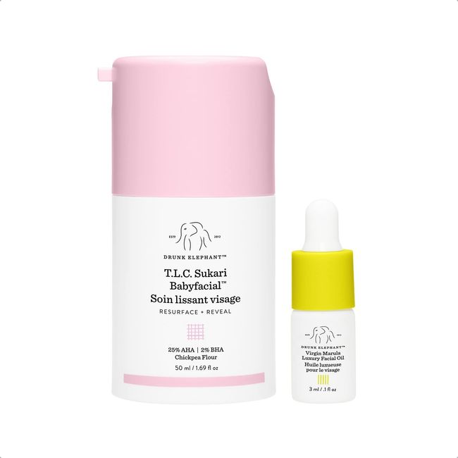 Drunk Elephant Full Sized Retro Renew Facial Duo- Skin Renewal Facial Duo  with T.L.C. Sukari Babyfacial (50 ml) and Lala Retro Whipped Cream Facial  Moisturizer (50 ml) : : Beauty