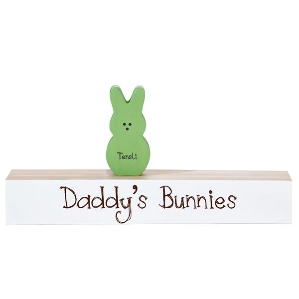 Personalized Easter Bunny Wooden Block Set with Name Custom Easter Bunny Peeps Set Easter Gift for Grandma mom (Style 0)