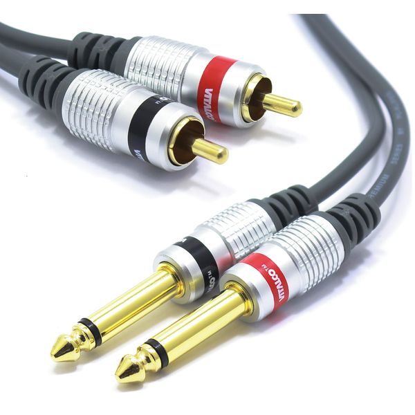 Cinch auf 6.3mm Klinke Kabel 7,5m Vitalco 2X Male Chinch Stecker zu 2X Grosse Klinke Mono Audio Adapter