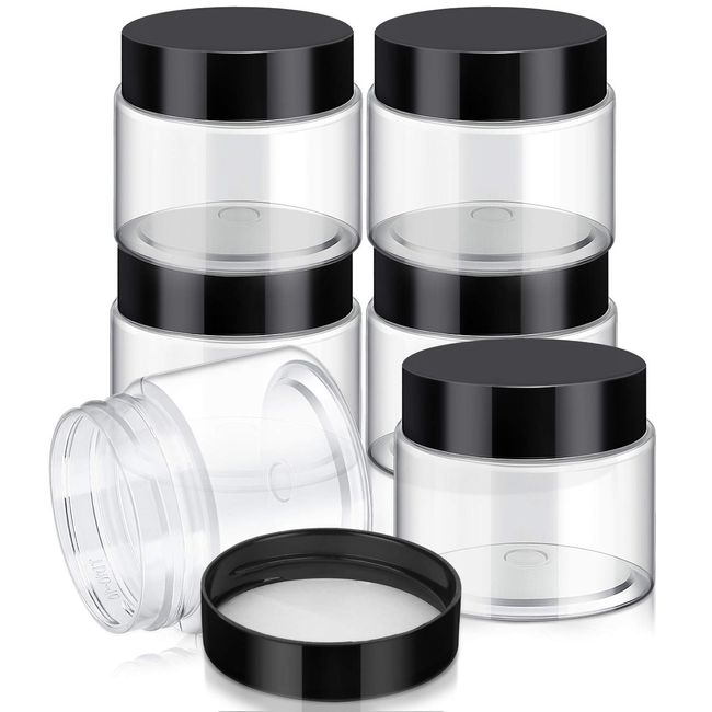 6 Pack Plastic Pot Jars Round Clear Leak Proof Plastic Cosmetic Container  Jars with Lid for Travel Storage Make Up, Eye Shadow, Nails, Paint, Jewelry