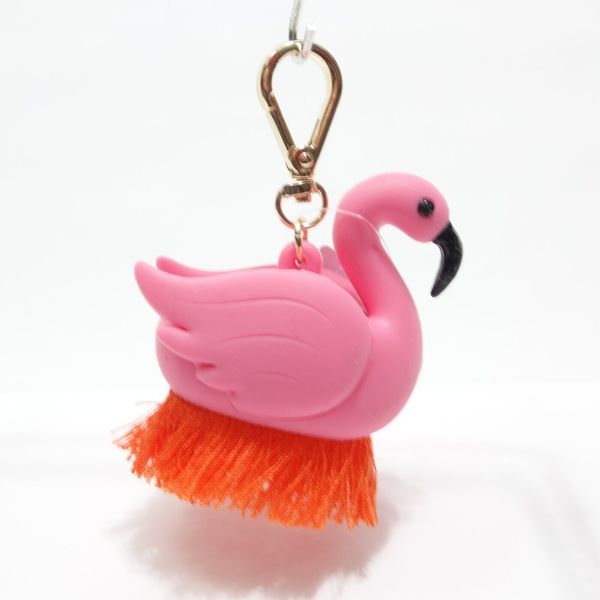 Bath Body Works PocketBac Hand Sanitizer Holder Pink Flamingo with Orange Fringe