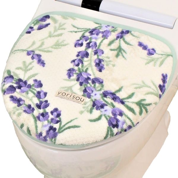 SENKO S.D.S Lavender Toilet Lid Cover, Suction Sheet, Green, Floral Pattern, Antibacterial, Deodorization, Made in Japan 32679