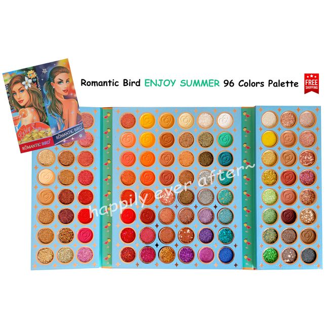 Romantic Bird 96 Color Eyeshadow Palette - Shimmer, Glitter, Matte Finish Color