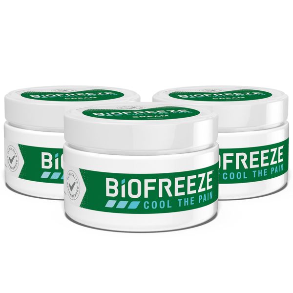 Biofreeze Pain Relief Cream, Arthritis Pain Reliver, Knee & Lower Back Pain Relief, Sore Muscle Relief, Neck Pain Relief, Pharmacist Recommended, FSA Eligible, 2 Pack (3 OZ Biofreeze Menthol Cream)