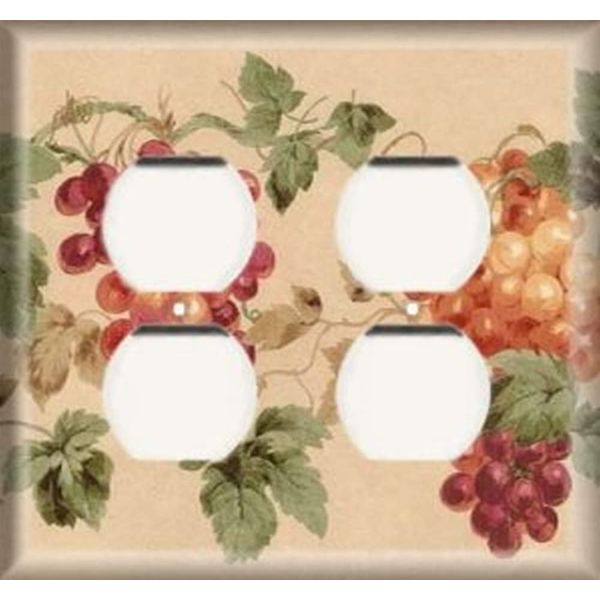 SnazzySwitch Decorative Outlet Cover Plate - You Like Grapes - Double Duplex Receptacle