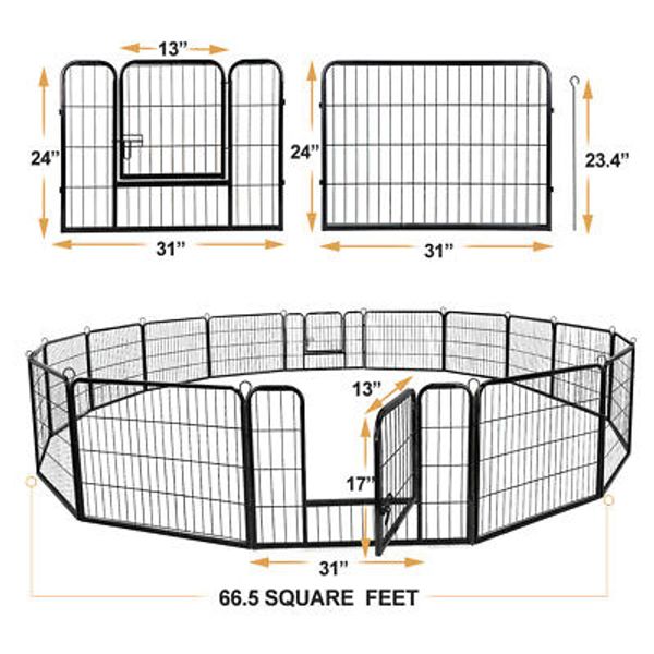 24" Dog Kennel Crate Pet Enclosure Exercise Pen Fence EZ Setup Multiple Shape