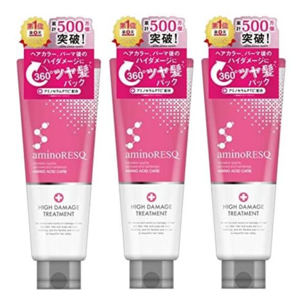 Amino Rescue High Damage Treatment, 7.1 oz (200 g) x 3 Pieces, Total Sold 5 Million Pieces, For Hair Coloring, Particularly Damaged Hair After Perm, Coconut Oil, Nut Oil, Floral Berry Scent