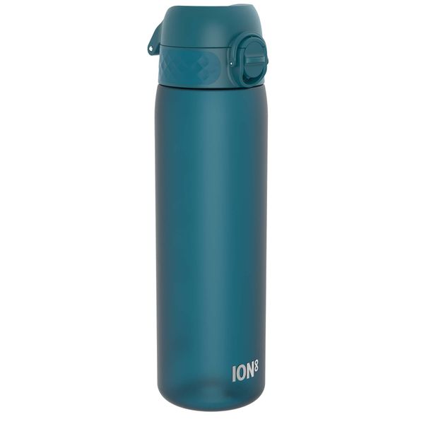 Ion8 500ml Water Bottle, BPA Free, Leakproof, Dishwasher Safe, Easy Open, Secure Lock, Clear Drinks Bottle for Boys & Girls, Small Gym Sports Drinking Water Bottle 500ml, Deep Teal Aqua