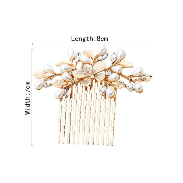 Ling & Bai Bride Wedding Hair Combs, Headpieces Pearl Bridal accessories, Flower Side Hair Clip Leaf Hair Piece for Women and Girls