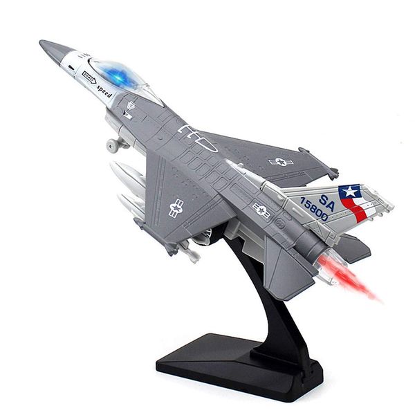 YEIBOBO ! F-16 Fighting Falcon - 1/100 Diecast Airplane Model Pull Back Fighter Toy (Gray)