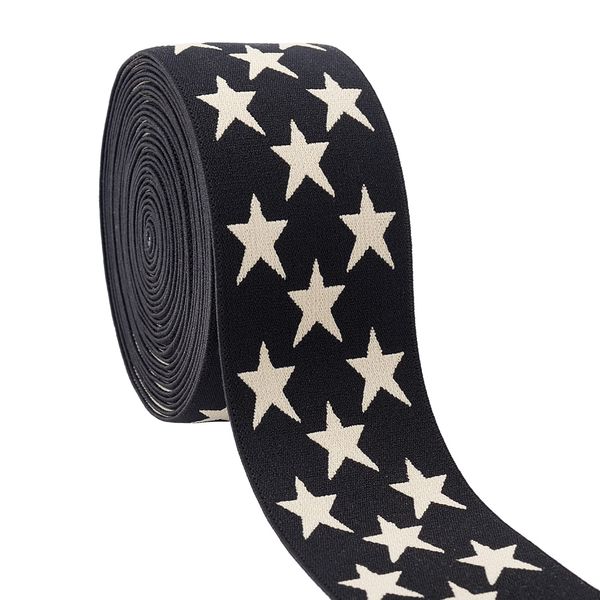 PH PandaHall Polyester Flat Rubber Star Elastic Band Wide Length 1.7 ft (4.57 m) Pajamas Rubber Pants Rubber Sewing Material Craft Clothes Elastic Band Replacement Band Handmade Material Black Width