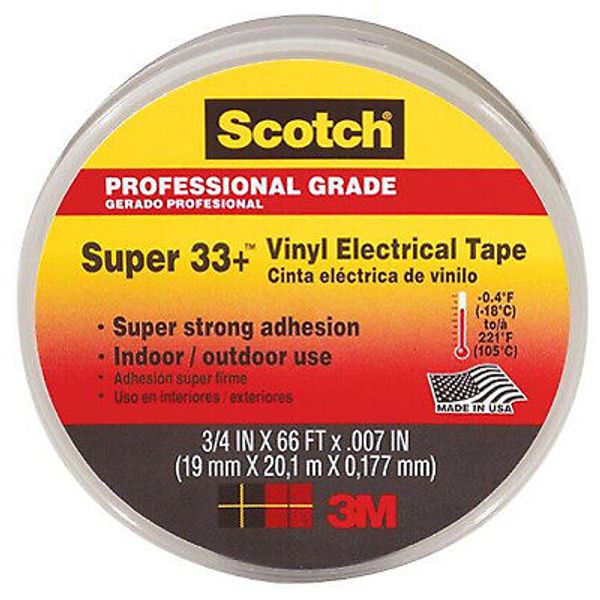 3M 6132-BA-10 Scotch Super 33+ 3/4 in. x 66 ft. Electrical Tape Black