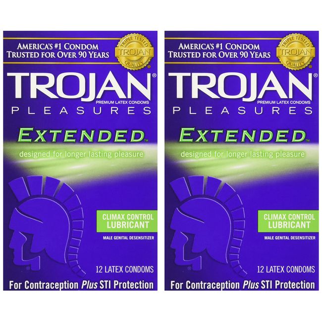 Trojan Extended Condoms with Climax Control Lubricant 12 Ct - (pack of 2)
