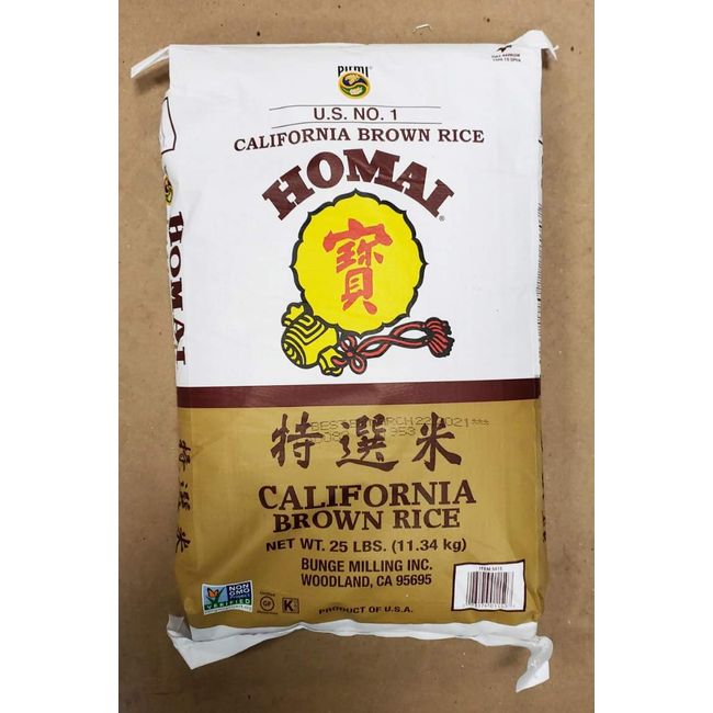 California Brown Rice Product of USA, 25 lbs Bunge Homai Brown Rice