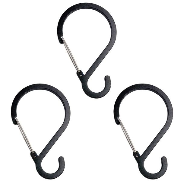 Choya Bussan S-Shaped Hook, Black, L Size (Total Length: 4.3 inches (10.9 cm), Opening: 1.3 inches (3.4 cm), S Hook Carabiner, Set of 3