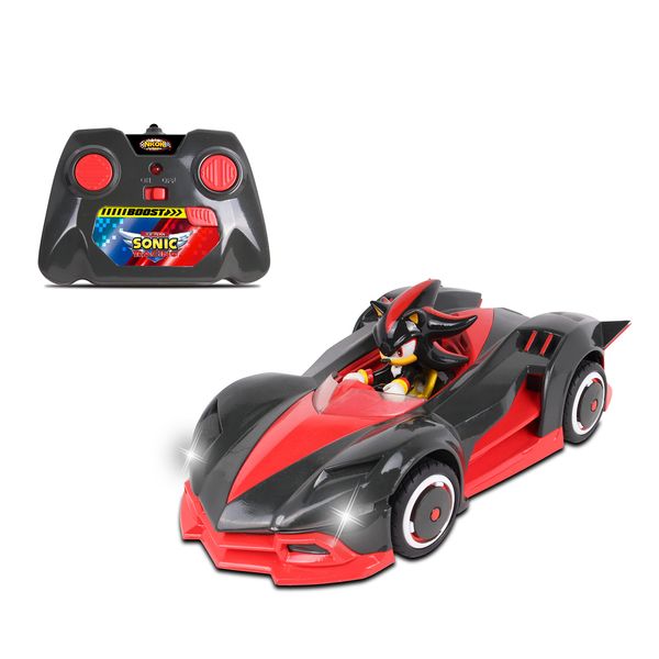 NKOK Team Sonic Racing 2.4GHz Radio Control Toy Car with Turbo Boost - Shadow The Hedgehog 602, Red, Turbo Boost Feature, Features Working Lights, for Ages 6 and up