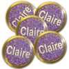 Personalised Glitter Golf Ball Markers (gold on purple)