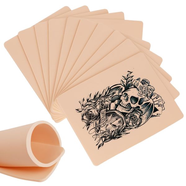 3MM Tattoo Practice Skin - Jconly 10Pcs Double Sides Thick Fake Skin Tattoo Skin for Practicing, 8×6 in Soft Practice Skin for Beginners and Experienced Tattoo Artists…