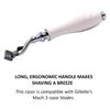 Parker Safety Razor – Deluxe Mach 3 Razor with Triple Blades for Close Shave – Premium White Resin Handle with Chrome Trim