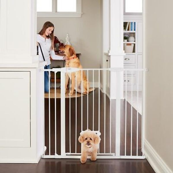 MYPET North States Extra Tall & Wide Walk Thru EasyPass Pet Gate with Patente...