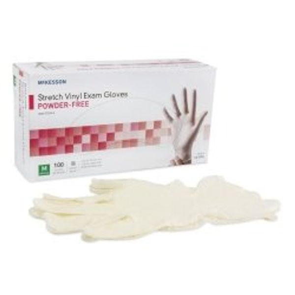 MCK Brand 48161310 Exam Glove Mckesson Nonsterile Powder Free Stretch Vinyl Smooth Ivory Medium Ambidextrous 14-816 Box of 1000