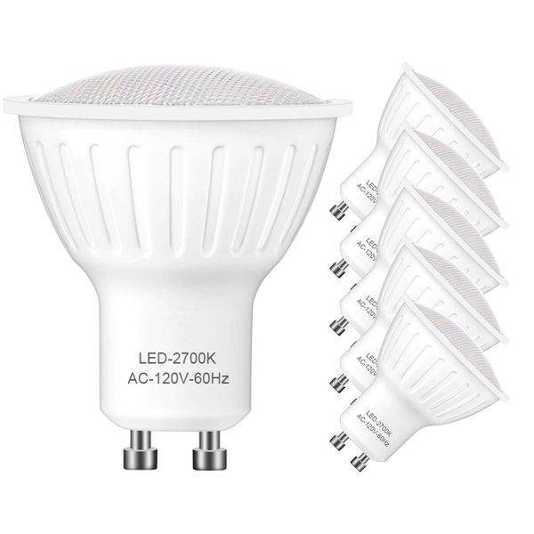 Gu10 Dimmable Warm White 2700k - 5W Replace 50W Halogen, 120° Beam Angle 500LM for Recessed Track Lighting, Pack of 6