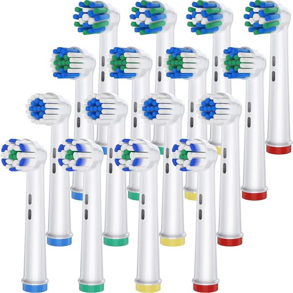 AnjoCare Replacement Brush Heads Compatible with Oral B Braun, Pack of 16 Electric Toothbrush Heads for Oral B Including 4 Styles, Professional Toothbrush Heads for Oral B Pro1000 Pro1500 Pro3000