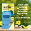 Senokot S Dual Action Natural Vegetable Laxative Ingredient Plus Stool Softener Tablets, Gentle Dependable Overnight Relief of Occasional Constipation, 30 Count