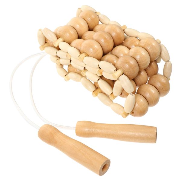 Healifty 1Pcs Wood Back Massage Roller Handmade Massage Roller Rope Wooden Full Body Massage Roller Massage Strap for Back, Neck, Shoulders, Legs