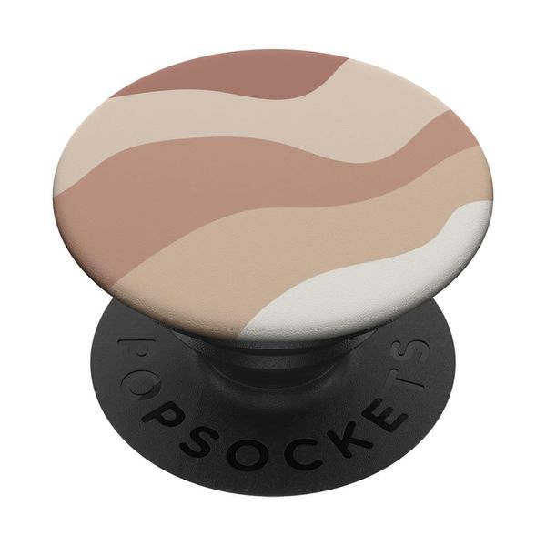 Modern Sand Beige Earth Tone Abstract Boho Wavy Stripe PopSockets Swappable PopGrip