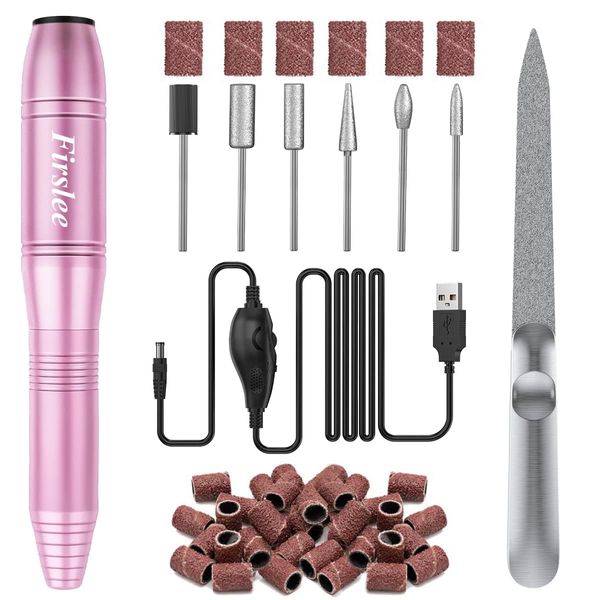 Nagelfräser Maniküre Set Elektrisch, 20,000 U/Min Fräser für Gelnägel, Elektrische Nagelfeile für Zuhause, Nail Drill Set mit 26 Schleifbändern und 6 Bits