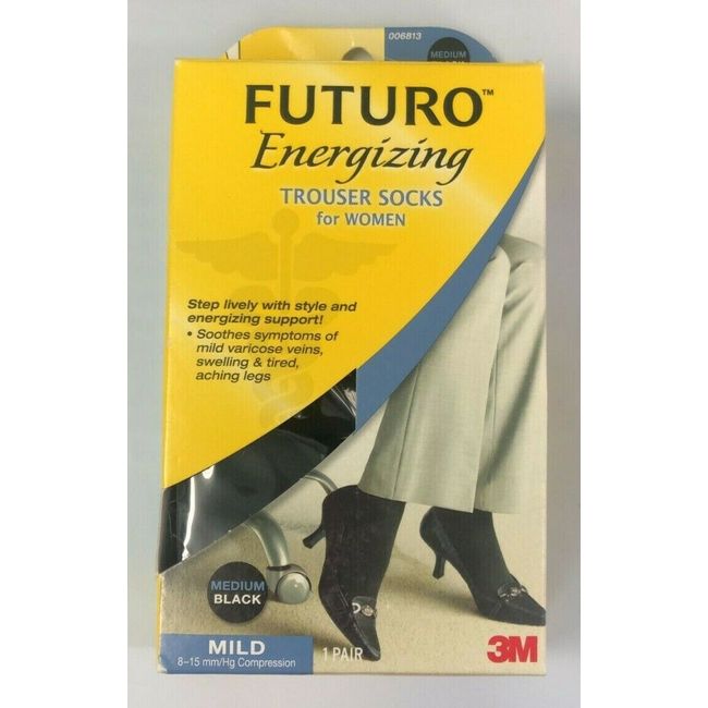 Futuro Energizing Trouser Socks for Women Mild Compression, Black Medium 006813