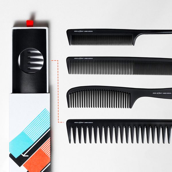 4 PCS Set Hair Comb Set/Selection with Gift Box/Storage Drawer Box, Selection of 4 Carbon Anti Static, Heat Resistant Combs. Narrow and Wide Tooth Set of Combs. Stolking filler.