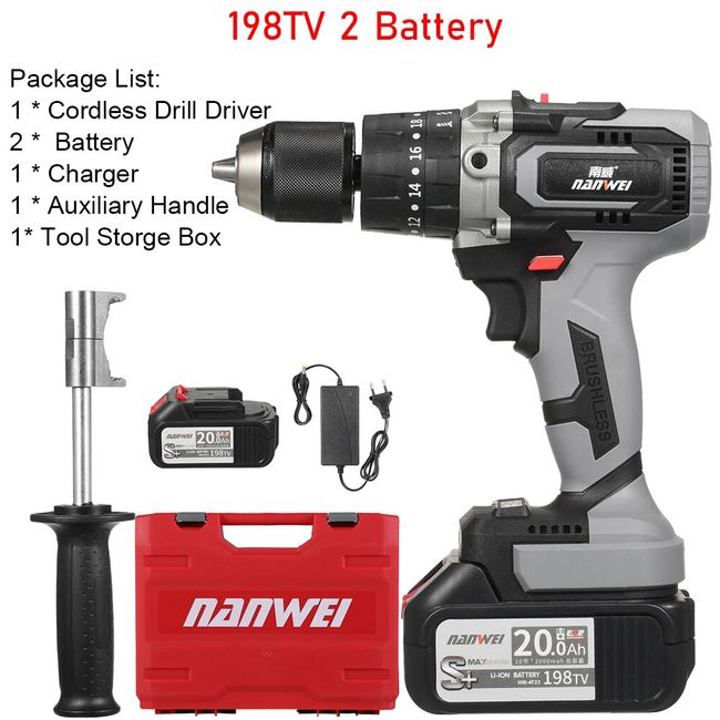 2Speeds Cordless Electric Hammer Drill Cordless Screwdriver 21V