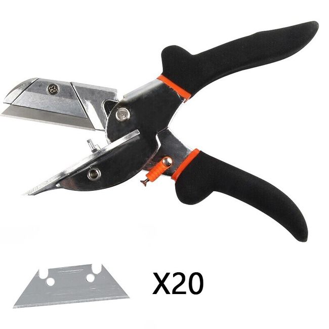 Multi Angle Miter Shear Cutter Hand Tools,45-135 Degree Adjustable Angle  Scissors Trim Shears Tools for Vinyl Wood Molding Trim, 2 Extra Spare  Blades