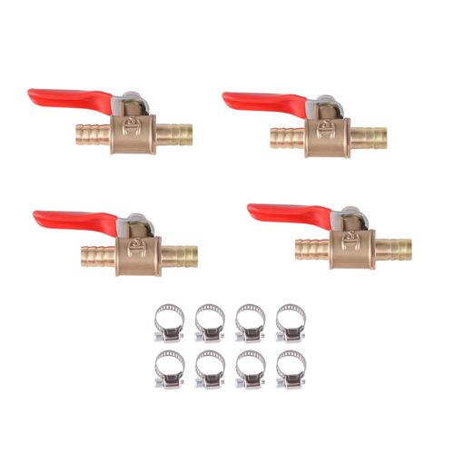 BEVDICNC 4 Pcs Mini Brass Ball Valve,5/16" Hose Barb X 5/16" Hose Barb,fuel Shut off Valve for Water Air Fuel Line Oil