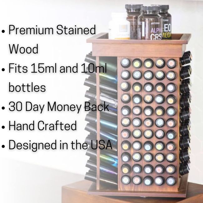 Essential Oil Holder Display 8 Tier Wooden Rotating Storage Display Stand  USA