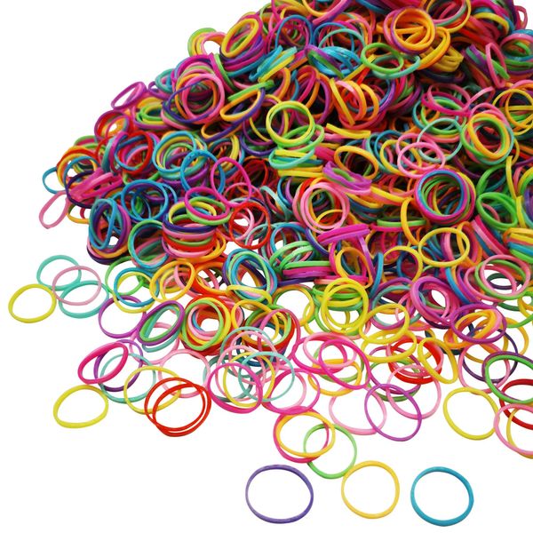 Mini Rubber Bands, Soft Elastic Bands, Premium Small Tiny Rubber Bands for Kids Hair, Braids Hair, Wedding Hairstyle (1000 pcs, Multicolor)