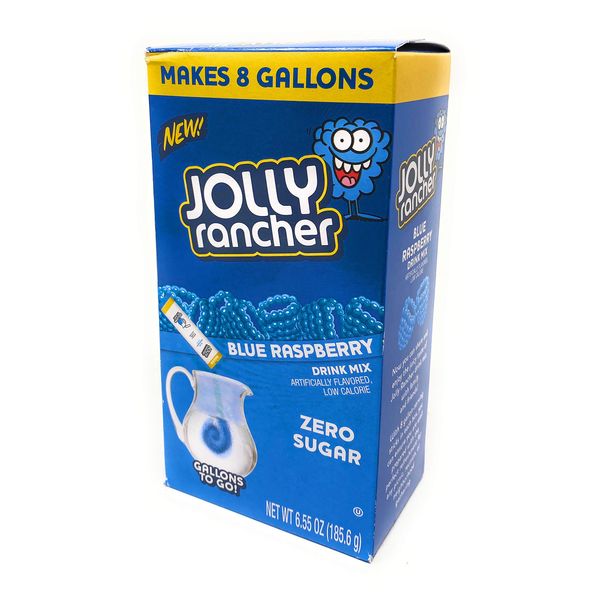 Jolly Rancher Blue Raspberry Sugar Free Caffeine Free Powdered Drink Mix ~ 8 packs