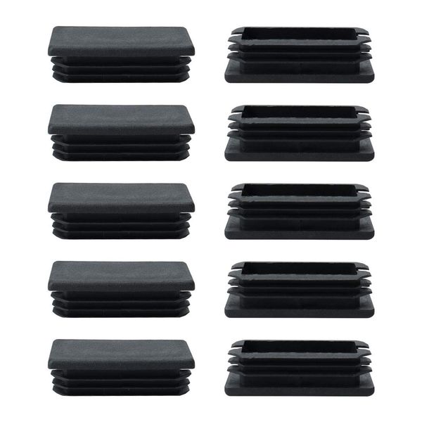 uxcell Pipe Caps 30 x 60mm Plastic Rectangle Rib Pipe Tube End Cover Caps Furniture Glide Floor Desk Sofa Protector Black 10pcs