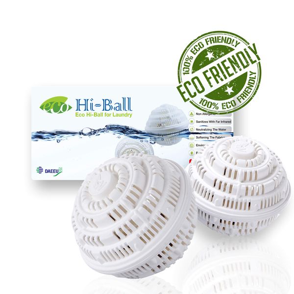 Premium Detergent-Free Washing Machine Balls by Eco Hi-Ball – Save on Laundry Detergent – Naturally Washes Clothes Amazingly with Infrared Ceramic Beads – Safe & Reusable for 1000 Washes | 2-Pack