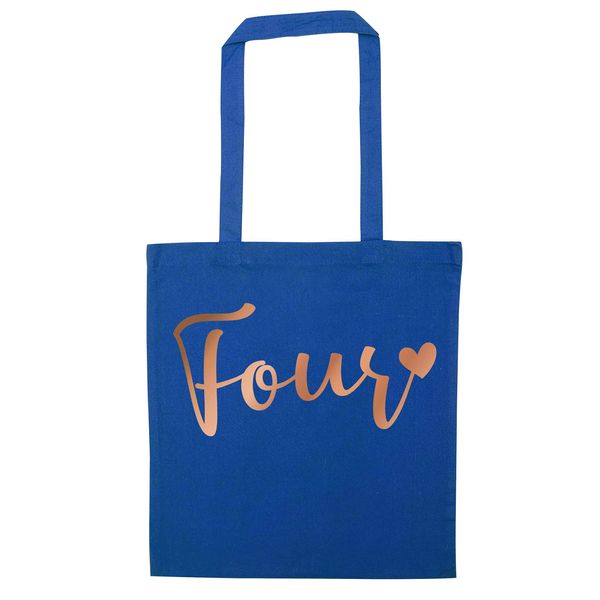 Flox Creative Blue Tote Bag Four Rose Gold