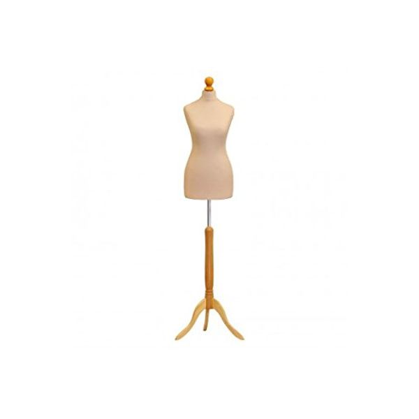 H & H Traders Cream Female Tailors Mannequin Display Bust Dummy FOR Dressmakers Fashion Students With A Light Wood Base (Size 36/38, UK 8/10 or 10/12)