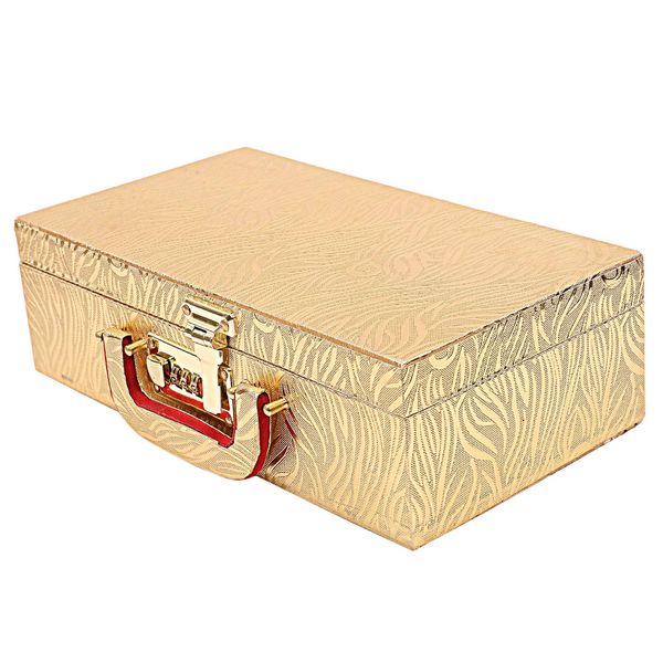 Kuber Industries Wooden Two Rod Bangle Storage Box (Gold) -Ctktc8692
