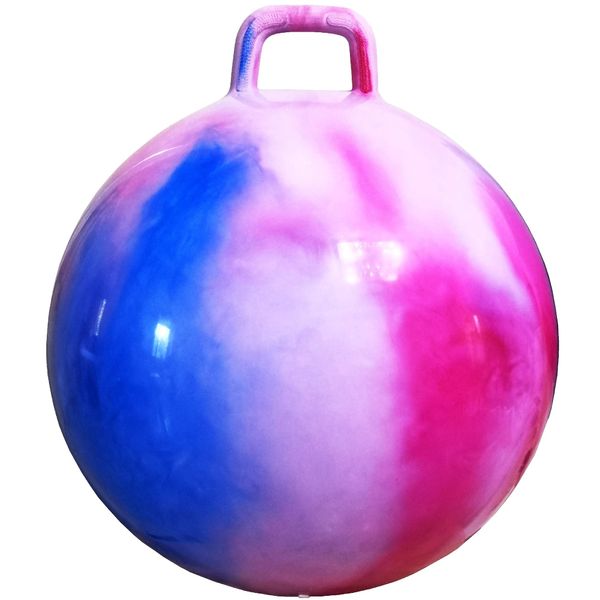 AppleRound Hippity Hoppity Hop Ball, Sit-on Bouncy Ball with Handle, 20in/50cm Diameter for Children Age 7-9, Space Hopper Hopping Ball, Pack of 1 Ball with 1 Pump, Cloud Colors (Red & Blue)