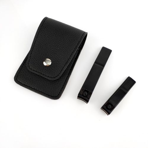 Nail Clippers 2PCs Nail Cutter Set with Leather Pouch Stainless Steel Fingernails Toenails Clippers for Men Women Nail Clipping Kit, 2 Count (Pack of 1)