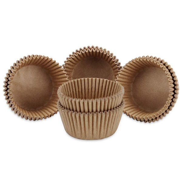 Gifbera Natural Mini Cupcake Liners Odorless Greaseproof Paper Muffin Baking Cups 300-Count, Natural Color